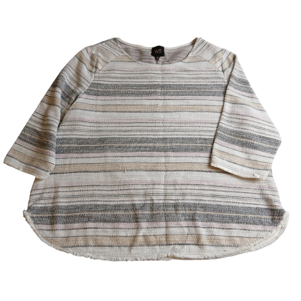 W5 Womens 3X‎ Textured Knit Top Fringe Hem 3/4 Sleeve  Boho #491C